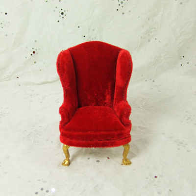 HN-15, Red velvet Wingback Chair in 1" scale